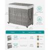 imageSONGMICS Laundry Hamper with Lid 423 Gallons 160 L Rolling Laundry Basket with Wheels 3Section Synthetic Rattan Removable Liner Bedroom 276 x 142 x 26 Inches Natural ULCB365N01Gray