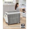 imageSONGMICS Laundry Hamper with Lid 423 Gallons 160 L Rolling Laundry Basket with Wheels 3Section Synthetic Rattan Removable Liner Bedroom 276 x 142 x 26 Inches Natural ULCB365N01Gray