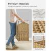 imageSONGMICS Laundry Hamper with Lid 423 Gallons 160 L Rolling Laundry Basket with Wheels 3Section Synthetic Rattan Removable Liner Bedroom 276 x 142 x 26 Inches Natural ULCB365N01Natural