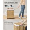 imageSONGMICS Laundry Hamper with Lid 423 Gallons 160 L Rolling Laundry Basket with Wheels 3Section Synthetic Rattan Removable Liner Bedroom 276 x 142 x 26 Inches Natural ULCB365N01Natural