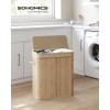 imageSONGMICS Laundry Hamper with Lid Bamboo Laundry Basket Removable Machine Washable Laundry Basket with Handles 264Gallons for Laundry Room Bedroom Bathroom Ink Black ULCB63HNatural Beige