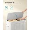 imageSONGMICS Laundry Hamper with Lid Bamboo Laundry Basket Removable Machine Washable Laundry Basket with Handles 264Gallons for Laundry Room Bedroom Bathroom Ink Black ULCB63HCloud White