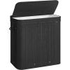 imageSONGMICS Laundry Hamper with Lid Bamboo Laundry Basket Removable Machine Washable Laundry Basket with Handles 264Gallons for Laundry Room Bedroom Bathroom Ink Black ULCB63HInk Black
