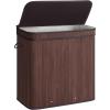 imageSONGMICS Laundry Hamper with Lid Bamboo Laundry Basket Removable Machine Washable Laundry Basket with Handles 264Gallons for Laundry Room Bedroom Bathroom Ink Black ULCB63HChestnut Brown
