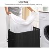 imageSONGMICS Laundry Hamper with Lid Bamboo Laundry Basket Removable Machine Washable Laundry Basket with Handles 264Gallons for Laundry Room Bedroom Bathroom Ink Black ULCB63HInk Black