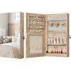 imageSONGMICS Lockable Jewelry Cabinet Armoire with Mirror WallMounted Space Saving Jewelry Storage Organizer White UJJC51WTCamel Brown