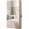 imageSONGMICS Lockable Jewelry Cabinet Armoire with Mirror WallMounted Space Saving Jewelry Storage Organizer White UJJC51WTCamel Brown
