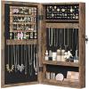 imageSONGMICS Lockable Jewelry Cabinet Armoire with Mirror WallMounted Space Saving Jewelry Storage Organizer White UJJC51WTRustic Brown
