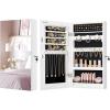 imageSONGMICS Lockable Jewelry Cabinet Armoire with Mirror WallMounted Space Saving Jewelry Storage Organizer White UJJC51WTWhite