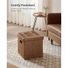 imageSONGMICS MAZIE Collection  30 Inches Storage Ottoman Bench with Flipping Lid Storage Chest Footstool Load 660 lb for Entryway Living Room Bedroom Synthetic Leather Coffee Brown ULSF045K01Coffee Brown