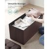 imageSONGMICS MAZIE Collection  30 Inches Storage Ottoman Bench with Flipping Lid Storage Chest Footstool Load 660 lb for Entryway Living Room Bedroom Synthetic Leather Coffee Brown ULSF045K01Brown