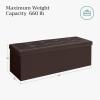 imageSONGMICS MAZIE Collection  30 Inches Storage Ottoman Bench with Flipping Lid Storage Chest Footstool Load 660 lb for Entryway Living Room Bedroom Synthetic Leather Coffee Brown ULSF045K01Brown