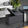 imageSONGMICS MAZIE Collection  30 Inches Storage Ottoman Bench with Flipping Lid Storage Chest Footstool Load 660 lb for Entryway Living Room Bedroom Synthetic Leather Coffee Brown ULSF045K01Dark Gray