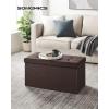 imageSONGMICS MAZIE Collection  30 Inches Storage Ottoman Bench with Flipping Lid Storage Chest Footstool Load 660 lb for Entryway Living Room Bedroom Synthetic Leather Coffee Brown ULSF045K01Brown
