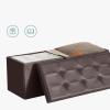 imageSONGMICS MAZIE Collection  30 Inches Storage Ottoman Bench with Flipping Lid Storage Chest Footstool Load 660 lb for Entryway Living Room Bedroom Synthetic Leather Coffee Brown ULSF045K01Brown
