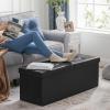 imageSONGMICS MAZIE Collection  30 Inches Storage Ottoman Bench with Flipping Lid Storage Chest Footstool Load 660 lb for Entryway Living Room Bedroom Synthetic Leather Coffee Brown ULSF045K01Black