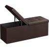 imageSONGMICS MAZIE Collection  30 Inches Storage Ottoman Bench with Flipping Lid Storage Chest Footstool Load 660 lb for Entryway Living Room Bedroom Synthetic Leather Coffee Brown ULSF045K01Brown
