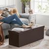 imageSONGMICS MAZIE Collection  30 Inches Storage Ottoman Bench with Flipping Lid Storage Chest Footstool Load 660 lb for Entryway Living Room Bedroom Synthetic Leather Coffee Brown ULSF045K01Brown