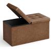 imageSONGMICS MAZIE Collection  30 Inches Storage Ottoman Bench with Flipping Lid Storage Chest Footstool Load 660 lb for Entryway Living Room Bedroom Synthetic Leather Coffee Brown ULSF045K01Coffee Brown