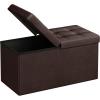 imageSONGMICS MAZIE Collection  30 Inches Storage Ottoman Bench with Flipping Lid Storage Chest Footstool Load 660 lb for Entryway Living Room Bedroom Synthetic Leather Coffee Brown ULSF045K01Brown