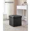 imageSONGMICS MAZIE Collection  43 Inches Folding Storage Ottoman Bench Ottoman with Storage Foot Rest Stool Load 660 lb for Living Room Synthetic Leather Brown ULSF703Black