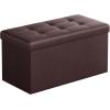 imageSONGMICS MAZIE Collection  43 Inches Folding Storage Ottoman Bench Ottoman with Storage Foot Rest Stool Load 660 lb for Living Room Synthetic Leather Brown ULSF703Brown