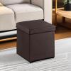 imageSONGMICS MAZIE Collection  43 Inches Folding Storage Ottoman Bench Ottoman with Storage Foot Rest Stool Load 660 lb for Living Room Synthetic Leather Brown ULSF703Brown