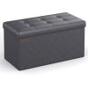 imageSONGMICS MAZIE Collection  43 Inches Folding Storage Ottoman Bench Ottoman with Storage Foot Rest Stool Load 660 lb for Living Room Synthetic Leather Brown ULSF703Dark Gray