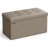 imageSONGMICS MAZIE Collection  43 Inches Folding Storage Ottoman Bench Ottoman with Storage Foot Rest Stool Load 660 lb for Living Room Synthetic Leather Brown ULSF703Camel Brown