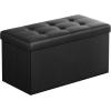 imageSONGMICS MAZIE Collection  43 Inches Folding Storage Ottoman Bench Ottoman with Storage Foot Rest Stool Load 660 lb for Living Room Synthetic Leather Brown ULSF703Black