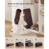 imageSONGMICS MAZIE Collection  43 Inches Folding Storage Ottoman Bench Ottoman with Storage Foot Rest Stool Load 660 lb for Living Room Synthetic Leather Brown ULSF703Brown