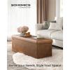 imageSONGMICS MAZIE Collection  43 Inches Folding Storage Ottoman Bench Ottoman with Storage Foot Rest Stool Load 660 lb for Living Room Synthetic Leather Brown ULSF703Coffee Brown