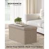 imageSONGMICS MAZIE Collection  43 Inches Folding Storage Ottoman Bench Ottoman with Storage Foot Rest Stool Load 660 lb for Living Room Synthetic Leather Brown ULSF703Camel Brown
