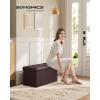 imageSONGMICS MAZIE Collection  43 Inches Folding Storage Ottoman Bench Ottoman with Storage Foot Rest Stool Load 660 lb for Living Room Synthetic Leather Brown ULSF703Brown