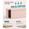 imageSONGMICS MAZIE Collection  Storage Ottoman Bench Foldable Foot Rest 15 x 43 x 15 Inches End of Bed Bench Storage Chest Load 660 lb Living Room Bedroom Entryway Moonlight Green ULSF604C01Jelly Pink