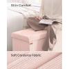 imageSONGMICS MAZIE Collection  Storage Ottoman Bench Foldable Foot Rest 15 x 43 x 15 Inches End of Bed Bench Storage Chest Load 660 lb Living Room Bedroom Entryway Moonlight Green ULSF604C01Jelly Pink