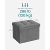 imageSONGMICS Mazie Collection  Small Folding Storage Ottoman Foot Rest Stool 122 x 161 x 122 Inches 286 lb Load Capacity for Living Room Bedroom Home Office Dorm Dark Gray ULSF102G01Dark Gray