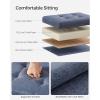 imageSONGMICS Mazie Collection  Small Folding Storage Ottoman Foot Rest Stool 122 x 161 x 122 Inches 286 lb Load Capacity for Living Room Bedroom Home Office Dorm Dark Gray ULSF102G01Light Denim Blue