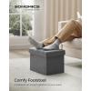 imageSONGMICS Mazie Collection  Small Folding Storage Ottoman Foot Rest Stool 122 x 161 x 122 Inches 286 lb Load Capacity for Living Room Bedroom Home Office Dorm Dark Gray ULSF102G01Dark Gray
