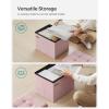 imageSONGMICS Mazie Collection  Small Folding Storage Ottoman Foot Rest Stool 122 x 161 x 122 Inches 286 lb Load Capacity for Living Room Bedroom Home Office Dorm Dark Gray ULSF102G01Jelly Pink
