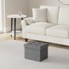imageSONGMICS Mazie Collection  Small Folding Storage Ottoman Foot Rest Stool 122 x 161 x 122 Inches 286 lb Load Capacity for Living Room Bedroom Home Office Dorm Dark Gray ULSF102G01Dark Gray