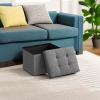 imageSONGMICS Mazie Collection  Small Folding Storage Ottoman Foot Rest Stool 122 x 161 x 122 Inches 286 lb Load Capacity for Living Room Bedroom Home Office Dorm Dark Gray ULSF102G01Dark Gray