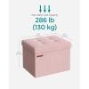 imageSONGMICS Mazie Collection  Small Folding Storage Ottoman Foot Rest Stool 122 x 161 x 122 Inches 286 lb Load Capacity for Living Room Bedroom Home Office Dorm Dark Gray ULSF102G01Jelly Pink
