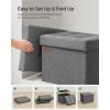 imageSONGMICS Mazie Collection  Small Folding Storage Ottoman Foot Rest Stool 122 x 161 x 122 Inches 286 lb Load Capacity for Living Room Bedroom Home Office Dorm Dark Gray ULSF102G01Dark Gray