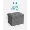 imageSONGMICS Mazie Collection  Small Folding Storage Ottoman Foot Rest Stool 122 x 161 x 122 Inches 286 lb Load Capacity for Living Room Bedroom Home Office Dorm Dark Gray ULSF102G01Dark Gray