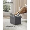 imageSONGMICS Mazie Collection  Small Folding Storage Ottoman Foot Rest Stool 122 x 161 x 122 Inches 286 lb Load Capacity for Living Room Bedroom Home Office Dorm Dark Gray ULSF102G01Dark Gray