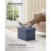 imageSONGMICS Mazie Collection  Small Folding Storage Ottoman Foot Rest Stool 122 x 161 x 122 Inches 286 lb Load Capacity for Living Room Bedroom Home Office Dorm Dark Gray ULSF102G01Light Denim Blue