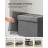 imageSONGMICS Mazie Collection  Small Folding Storage Ottoman Foot Rest Stool 122 x 161 x 122 Inches 286 lb Load Capacity for Living Room Bedroom Home Office Dorm Dark Gray ULSF102G01Dark Gray