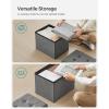 imageSONGMICS Mazie Collection  Small Folding Storage Ottoman Foot Rest Stool 122 x 161 x 122 Inches 286 lb Load Capacity for Living Room Bedroom Home Office Dorm Dark Gray ULSF102G01Dark Gray