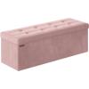 imageSONGMICS Mazie Collection  Storage Ottoman Bench Foldable Foot Rest 15 x 43 x 15 Inches End of Bed Bench Storage Chest Load 660 lb Living Room Bedroom Entryway Jelly Pink ULSF277R01Jelly Pink